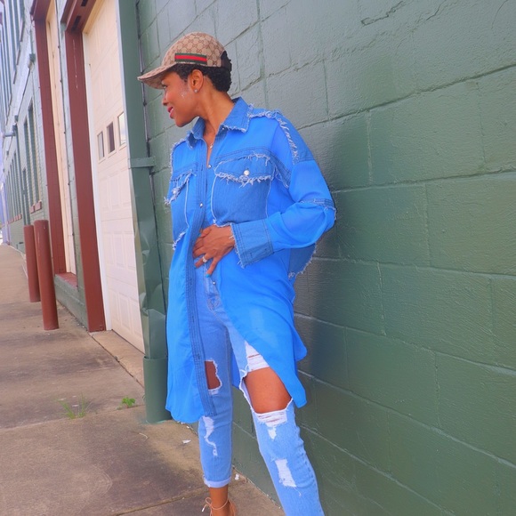 Denim oversized tailored shirt - Picture 1 of 6